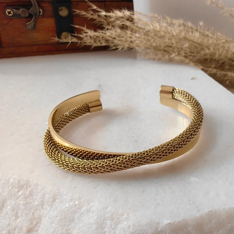 Textured Open Cuff Bracelet
